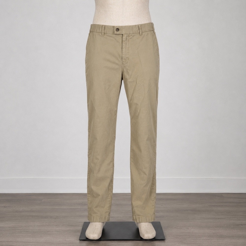 Hiltl Mens Regular Fit Chino Pants Tan Khaki Flat Front Trousers Size 30x30